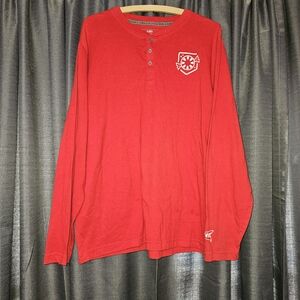 Sonic Red Long Sleeve Henley Shirt Peppermint